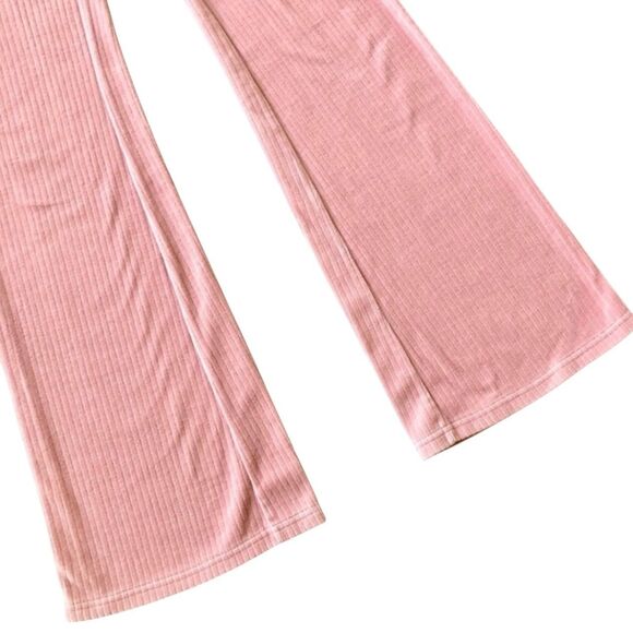 H&M Divided Velour Ribbed Flare Pants High Waist Pink S - Picture 4 of 5